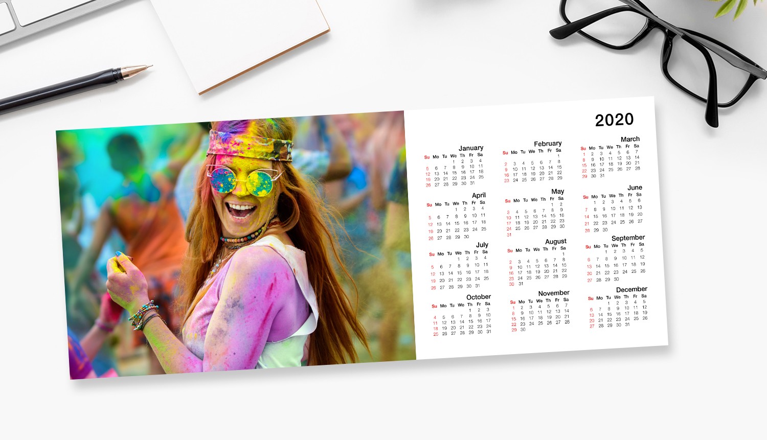 Calendarios personalizados con foto. Impresión rápida. Pedidos online. Calendarios 15x20 y panorámicos 15x36 y 15x51. Calendarios de espiral