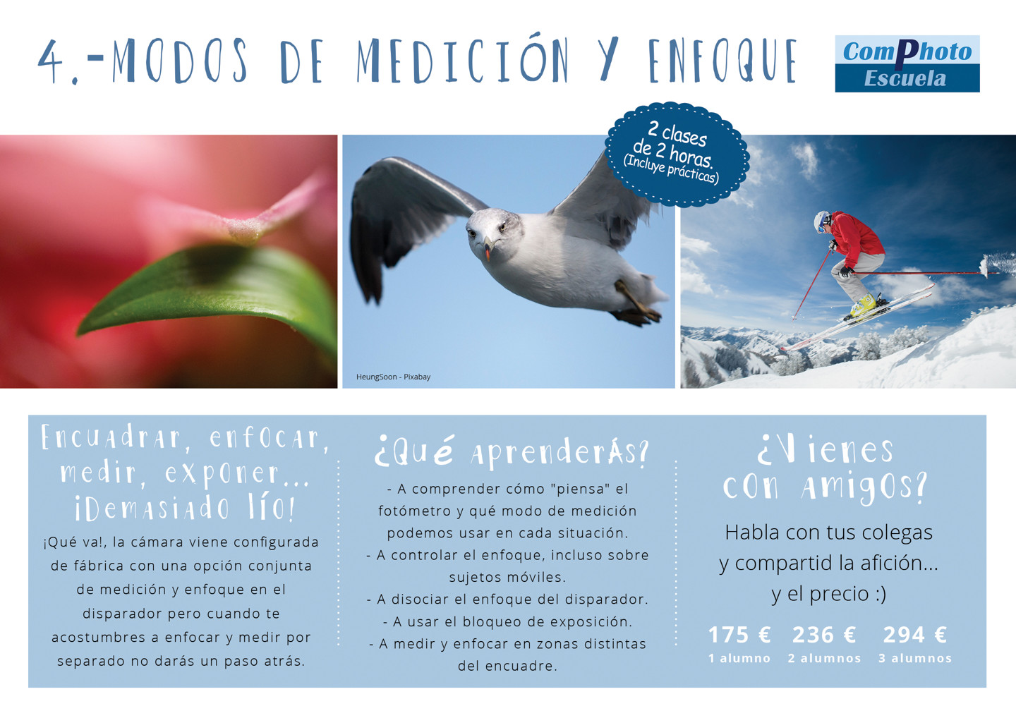 Clases de Fotografía personalizadas en Granada. Cursos de fotografía. Clases particulares. Modos de Medición y Enfoque